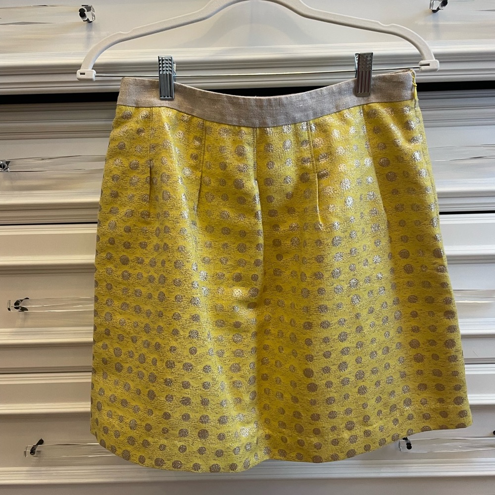 Loft yellow/gold polka dot skirt